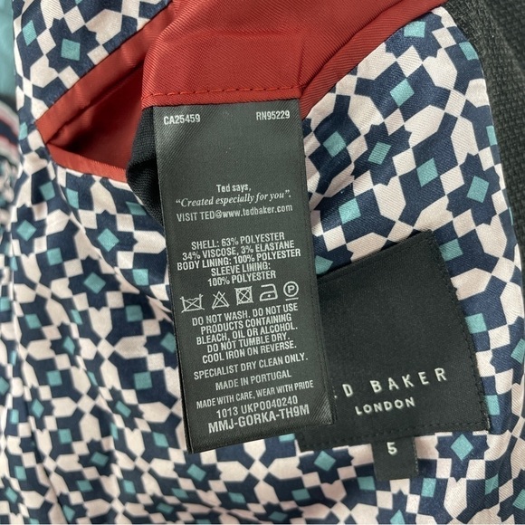 Ted Baker Mens Button Up Blazer Suit Jacket Size Iguana Lined 5 Large - Picture 4 of 12